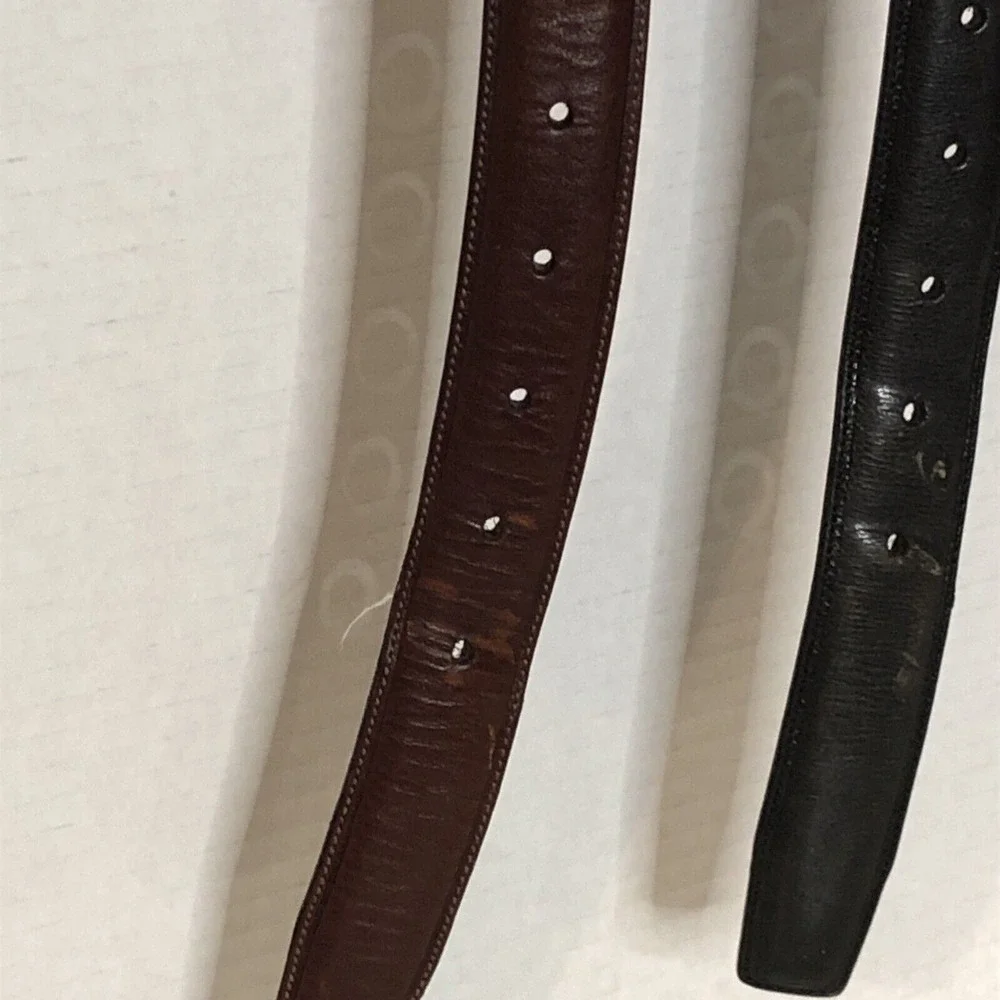 Roundtree & Yorke (2) 1 Black 1 Brown Full Grain Cowhide Dress Belt Men's 48/120 - Picture 11 of 16